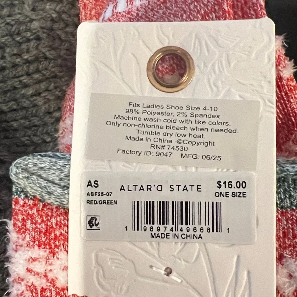 Altar'd State Fairisle Sock Pink Green